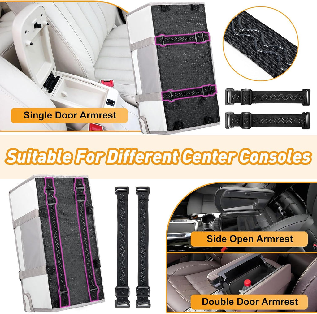 Portable Dog Car Seat for Small Dogs - Pet Booster Seat with Safety Leash, Adjustable Straps, Washable Cushion & Storage Pocket - Center Console Puppy Car Seat for Travel - Beige