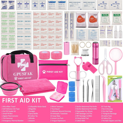 136Pcs Dog First Aid Kit - Pet First Aid Kit for Dogs and Cats Pet First Aid Supplies for Car Traveling Home