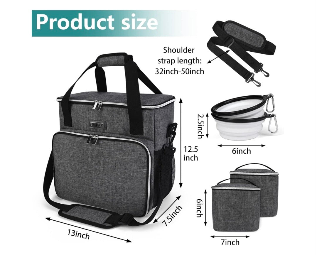 Premium Pet Travel Bag — All-in-One Dog Travel Kit with Food Containers & Bowls